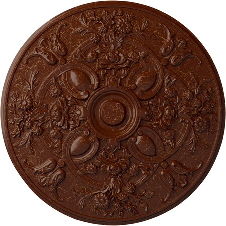 Ekena Millwork Baile Ceiling Medallion (Fits Canopies up to 6"), 31 1/4"OD x 2 1/4"P, Burnished Mahogany Crackle CM31BABMC